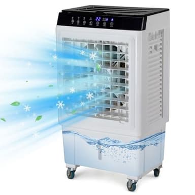 LEADZM Climatiseur d'Air Mobile 3 en 1 Humidificateur d'air par Evaporation Refroidisseur Portable,Réservoir d'eau de 25L,80W,Débit d'air 4000m³/h