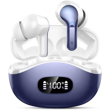 Écouteurs Bluetooth Sans Fil, Ecouteurs sans Fil 5.3, Casque Micro Anti-Bruit, Écouteurs Stéréo Hi-Fi, 48H Oreillette Bluetooth Contrôle Tactile, Étanche IP7 Sport Pour iOS/Android (bleu foncé)