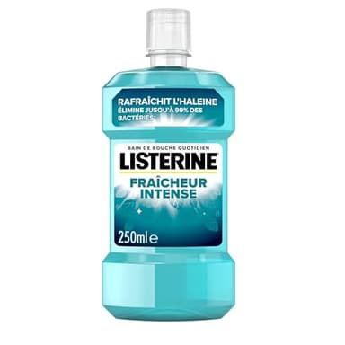 Listerine – Bain de Bouche Fraîcheur Intense (bouteille de 250 ml) – Soin bucco-dentaire quotidien contre la plaque dentaire – Bain de bouche pour une haleine fraîche durable