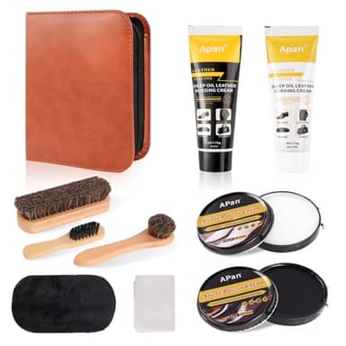 INQUIRLLY Kit Entretien Chaussure Cuir, Cirage Noir Incolore Comprend Trois Crin de Cheval Brosse Chaussure Kit Nettoyage Chaussure Kit de Polissage pour Cuir Convient à Tous les Types d'articles