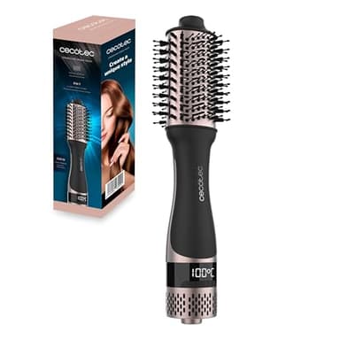 Cecotec Brosse à Air avec Écran Ceramic Care Unique Touch. 1200W, Sèche, Démêle, Lisse, Donne du Volume et Façonne, 4 Températures, Élimine les Frisottis, Tête en Céramique