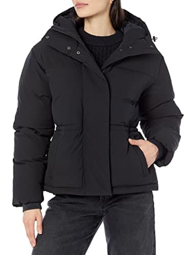 Amazon Essentials Doudoune taille courte pour femme (disponible en grande taille), noir, taille L