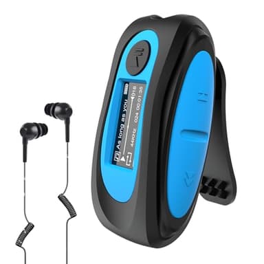 AGPTEK Mp3 Etanche IPX8 avec Clip Ecran Couleur, 8Go Lecteur avec Radio FM HiFi Lossless Baladeur Mp3 pour Natation (Piscine) et Sport, Casque Waterproof et Bouchons d'oreilles Inclus- S07 Bleu