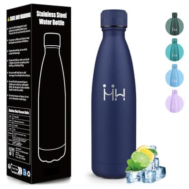 Mulbijeo Gourde Isotherme 500ML, Acier Inoxydable 18/8, Bouteille Isotherme, Sans BPA, Gourde Inox Enfant, Étanche Double Isolation, Gourde Inox pour Le Camping, Les Écoles, Les Gymnases