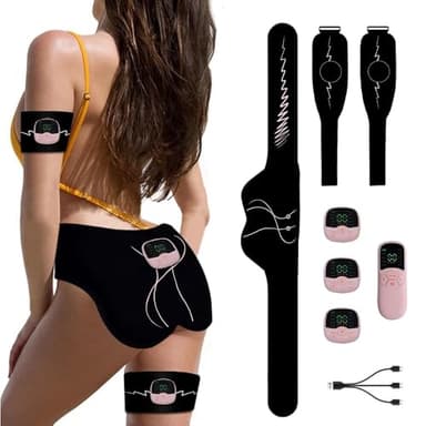 Stimulateur Musculaire EMS Rechargeable avec Télécommande : Entraîneur Fessiers, Abdominaux, Bras et Jambes, Appareil d'Électrostimulation pour Maison, Cadeau d'anniversaire pour Famille et Amis.