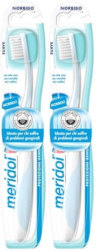 Brosse à dents Meridol Protection des gencives, avec poils doux aux extrémités microfines et filaments coniques I protège contre les irritations des gencives. (Lot de 2)