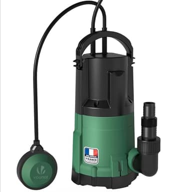VOUNOT® Pompe d'évacuation 3-en-1 pour Eau Claire Eaux Usées et Faible Aspiration Pompe Vide Cave avec Flotteur Max.13500L/H Profondeur d'immersion 7M Pompe Submersible IPX8 avec Câble d‘alimentation
