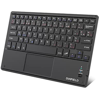 1 by One DIAFIELD Clavier Bluetooth AZERTY avec Un Ecran Tactile Ultra Mince et Tactile, Pavé Tactile pour iPad, Galaxy Tab, iPhone, Huawei, Samsung, OnePlus et Autres Android Téléphones