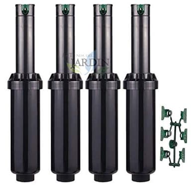 Suinga Lot de 4 Arroseur Turbine Hunter SRM-04 1/2'', portée 4,9 à 14 m, 40º-360º, Noir