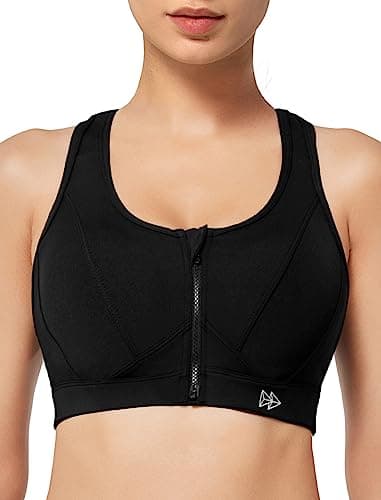 Yvette Soutien-Gorge de Sport Zippée Devant Dos Nageur avec Coussinets Soutien Élevé sous-vêtements de Sport Femme