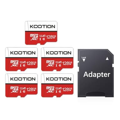 KOOTION Carte Micro SD 128 Go Lot de 5 UHS-I Vitesse jusqu'à 100 m/s,TF Micro SDXC, T-Flash Classe 10, U, A1 pour Drone/Dash Cam/Camera/Phone/Nintendo-Switch/PC/Tablet(128 Go*5, U1)