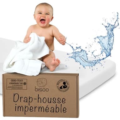 Bisoo Drap Housse Cododo 55x90 Impermeable - Drap Housse Berceau Alese Protege Matelas Bebe Compatible Kinderkraft Fabimax Neste Waldin Hauck - 100% Jersey Oeko-Tex - 1 Drap Blanc 55 x 90 CM