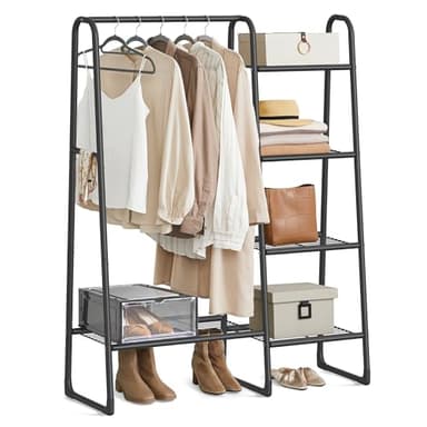 SONGMICS Portant à Vêtement, Penderie à Vêtements, 5 Étagères de Rangement, Structure en Métal, 40 x 101,7 x 153,3 cm, pour Chambre, Salon, Entrée, Noir d'encre HSR138B01