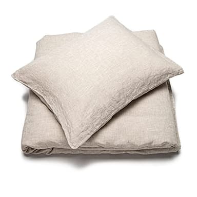 LinenMe Parure de lit Lin Lavé 100% - Housse de Couette 140x200 cm et 1 x Taies d'oreiller 50x70 cm