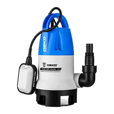 Pompe Submersible DEKO 400W 8000L/H, Pompes Portable à Eau pour Vidanger une Piscine, Pompe de relevage pour Eau Claire et Eau Sale pour Étang de Jardin, Piscines et Fossés + Interrupteur Flottant