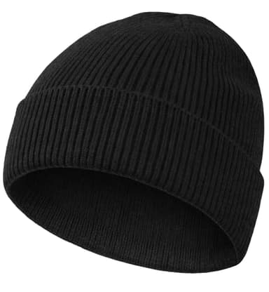 Bonnet Homme Femme de Hiver Unisexe Ample Coton Performance Chapeau Tricoté Slouch Baggy Sport Chaud Douce et Confortable à Porter Bonnet à visière Noir Taille Unique