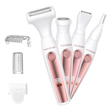 Rasoir Electrique Femme,4 en 1 Rasoir Intime pour Femme,Rasoir Multifonctionnel Femme,Rasoir Électrique Femme USB-C Rechargeable,IPX6 Tondeuse Maillot Femme,pour Corps,Aisselles,Bikini,Sourcils Visage