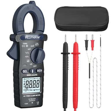 ALLmeter Pince Ampèremétrique Numérique 600 A TRMS 6000 Counts NCV Auto Ranging Multimetre Avec Lampe de poche Pour Tension DC/AC Courant AC Résistance Capacité Fréquence Continuité Température