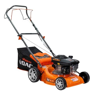RURIS Tondeuse à Gazon Thermique Autotractée DAC 110XLS – Moteur 3,3 CV 131 CC, Largeur de Coupe 400 mm, Hauteur réglable 25-65 mm, bac 45 L, éjection arrière, châssis en métal