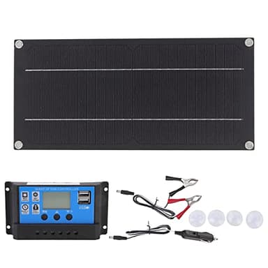 Kit de Panneau Solaire 600W 18V, Batterie Panneau Solaire Chargeur de Batterie Kit avec Clips de Batterie Adaptateur de Câble Kit Panneau Solaire Monocristallin pour Voiture, Caravane, Bateau Marin