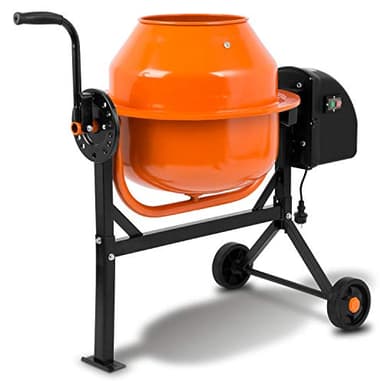 EBERTH 65L Bétonnière Électrique, 220W, Portable, Châssis, Tambour et Couronne Dentée en Acier, Volant Verrouillable, Plaque de Base Stable, pour Travaux de Construction, Dallage, Professionelle