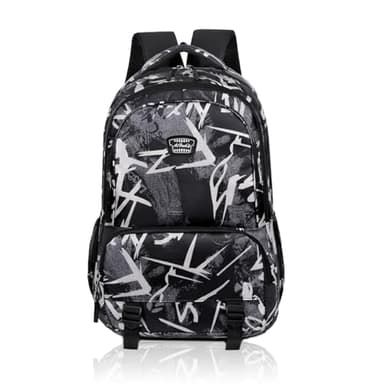 Cartable College, Sac à Dos Grande Capacité pour Ado Garçon Homme, Imperméable en Nylon, pour École, Voyage, Randonnée et Occasions Diverses (C)