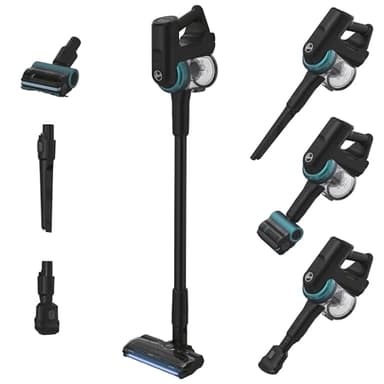 Hoover HF410P Aspirateur Balai sans Fil, Puissant 42AW, Ultra-Maniable à 360°, Tous Types de sols, Brosse Anti-Twist avec éclairage LED, Mini Turbobrosse LED Spécial Animaux, Noir Vert Bleu Océan