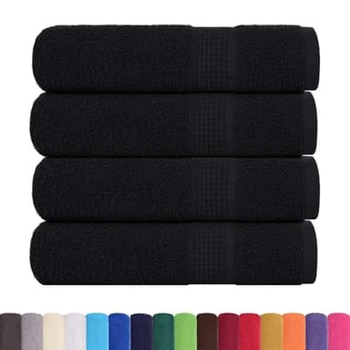 vidaXL Serviettes de Bain 4 pcs Noir 100x150 cm 360 g/m² 100% Coton, Serviette, Ensemble de Serviettes de Bain, Serviette d'hôtel, Serviette de Douche