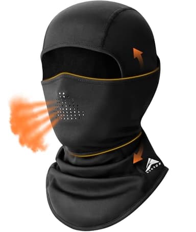 GXCROR Cagoule d'hiver Balaclava Skimaske, coupe-vent et chaude, masque facial complet pour le ski, la moto, la pêche, la course et les activités de plein air, Noir , taille unique