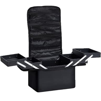 Mallette Maquillage Trousse Maquillage Sac Maquillage Mallette à Ongle Vanity Maquillage Valise Mallette Rangement Femme Maquillage avec Bandoulière Beauty Case de Voyage Professionnel, Noir