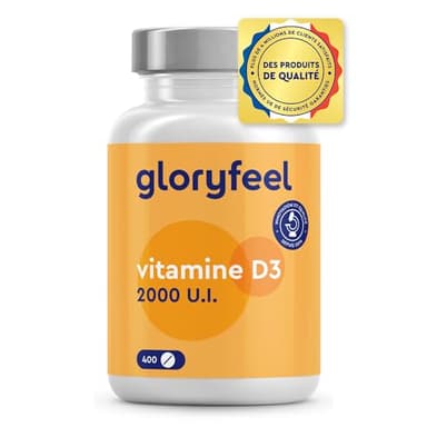Vitamine D3 2000 UI, 400 Comprimés, 100% Cholécalciférol Pure, 1 Comprimé par Jour, Vitamine D Hautement Dosée, Cure d'un An, Soutient la Santé des Os, Muscles et Dents*, Sans Additifs