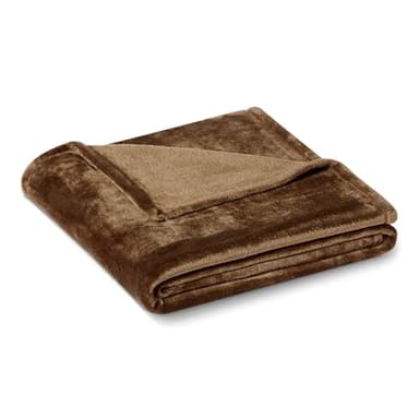 Amazon Basics Plaid Polaire, Douce et Chaude, Moelleuse Couverture pour Canapé, 127 x 152 cm, Marron