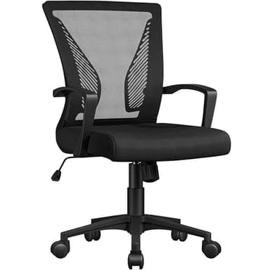 Yaheetech Chaise Bureau avec Siège Dossier en Maille Respirante Hauteur Réglable Fauteuil d'Ordinateur Inclinable à roulettes Pivotantes Charge 136kg Noir