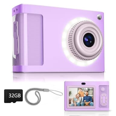 Appareil Photo Numérique Compact, ARNSSIEN Appareil Photo Enfant 1080P, 2.4" 16LED Lumière 40MP Mini Camera Vlog, Cadeau Fille, Femme， Enfant, Mamie et Personnes âgées