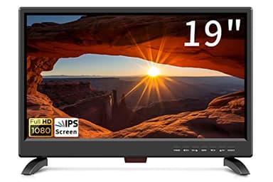 TV 19 Pouces,Full HD 1080P LED avec Récepteur Numérique T2/H.256 DTT Freeview, 12v avec HDMI USB et entrée RCA VGA,Convient pour la Chambre,la Cuisine,Camping Car (1920 * 1080)