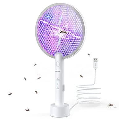 PALONE Raquette Electrique Insectes Raquette Moustique Electrique 4000V Rechargeable Via USB, Tuer Moustiques et Insectes Volants, Anti Moustique Intérieur et Extérieur