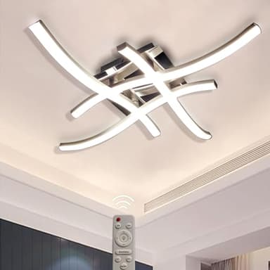 Sweier Plafonnier LED avec Dimmable Télécommande, Lustre LED Moderne 28W 2800Lumen Plafond Luminaire en forme de vague, Plafonnier Courbé pour Couloir Chambre Cuisine Salon