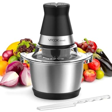 Hachoir Électrique, Mini Hachoir Ail Electrique 1.2L, 4 Lames en inox, 400W Mixeur avec Bol en Acier Inox, Multifonction pour Viande, Légumes, Oignon et Fruits