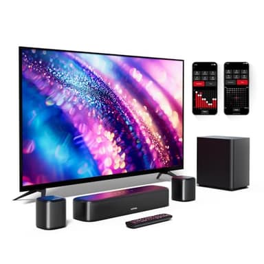 ULTIMEA 5.1 Barre de Son TV, Barre de Son avec Système de Son Surround Virtuel pour TV, App Contrôle, Barres de Son pour Home Cinema avec Caisson de Basse et 2 Haut-parleurs Surround, Aura A30
