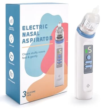 IGUGI Aspirateur nasal,Électrique Aspirateur Nasal pour Bébés,5 Forces d'Aspiration,et 3 Embouts Silicone,avec Musique et Lumière Apaisante,Rechargeable,Sûr Efficace Doux