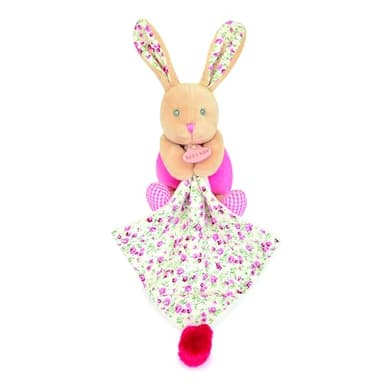 Baby NAT' - Pantin avec Doudou Lapin Poupi Rose 15 cm - Doudou Naissance en Peluche Bébé Fille - Pantin Lapin Réconfortant - Jouet Eveil Bébé Facile à Attraper - Lavable 30° - BN6036