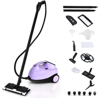 SOARS Nettoyeur Vapeur à Main 2000W, Pression Vapeur : 4 Bar, Max. 108℃, Temps de Préchauffe : 5-6 Min, Réservoir d'Eau : 1,5L, avec 19 Accessoires, pour Canapé, Sol, Fenêtre, Cuisine (Violet)