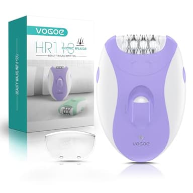 VOGOE Epilateur Electrique Femme avec 21 Pinces et Lumière LED, 2 Vitesses Épilateur Sans Fil, Epilateur Electrique Rechargeable pour Bras et Jambes HR110 (Violet)