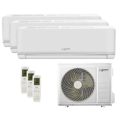 Climatiseur Trial Split 12000 + 12000 + 12000 BTU Green Electric Plus, Wi-Fi R32, Efficacité Énergétique A++/A+, Trois Unités Intérieures et 1 Unité Extérieure, avec Télécommande, Faible Consommation