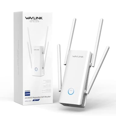 WAVLINK Puissant Répéteur WiFi 6, Amplificateur WiFi AX3000,Extender WiFi avec Port Ethernet pour la Maison, Antennes 5 * 5dBi, Couvre jusqu'à 3000sq.ft, Double Bande (5GHz/2.4GHz)