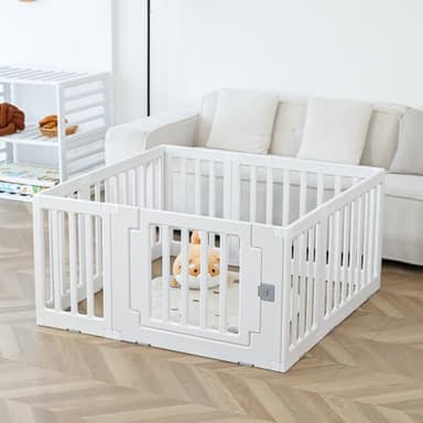 maualiyal Parc d'activité, pour bébé, pour enfant, intérieur ou extérieur, 8 panneaux, blanc, 115 x 115 cm