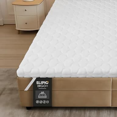 SLIPIO Surmatelas 180x190 cm | 5 cm | Ergo+ Mousse Orthopédique | Topper de Matelas | Housse Amovible Lavable Anti-acariens & Antiallergique