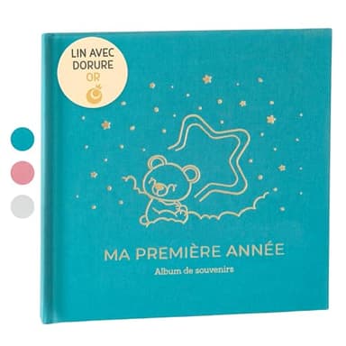 Livre de Naissance Bébé Ma Première Année | Album de Naissance et Livre Souvenir Bébé pour coller des photos et écrire | Album Photo Bebe avec stickers idéal comme Cadeau Naissance Fille et Garcon