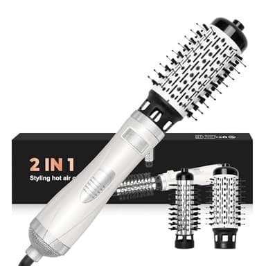 Air Styler Brosse Soufflante Rotative 2 en 1 brosse seche cheveux brushing avec 2 Accessoires: 38MM / 50MM, Brosse-Soufflante rotative, 2 Températures & Cool Shot, Brosse pour Cheveux Longs Courts