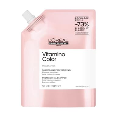 L'OREAL PROFESSIONNEL - Shampoing Fixateur de Couleur Vitamino Color - Homme & Femme - Cheveux 71 % Plus Nourris & 5 x Plus Brillants - Antioxydant - Cheveux Colorés - Recharge 500 ml